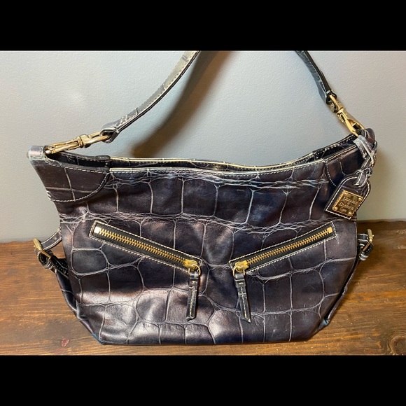 Vintage Y2K Dooney & Bourke Croc Embossed Leather Hobo Bag - Picture 8 of 15
